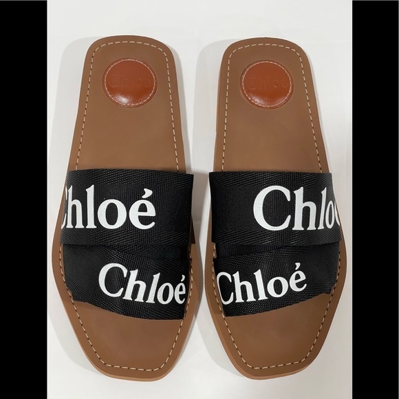 CHLOÉ LOGO SLIDE SANDAL BLACK SIZE - 9 .US/ 39.EU ($475) PRE-OWNED - Picture 7 of 14
